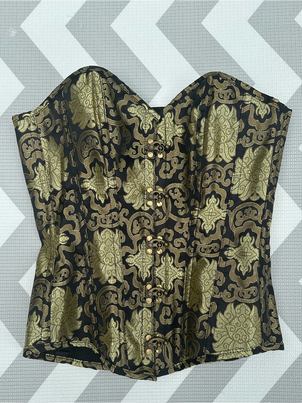 Gold & Black Brocade Strapless Corset top